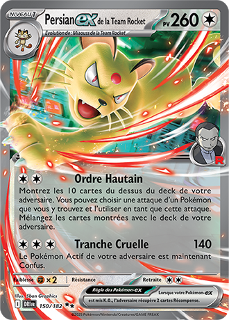 Carte Pokémon Persian ex de la Team Rocket 150/182 – EV Rivalités Destinées