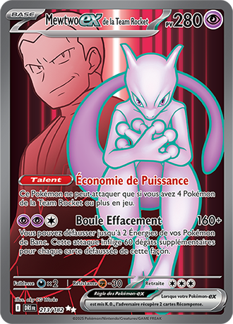 Carte Pokémon Mewtwo ex de la Team Rocket 213/182 – EV Rivalités Destinées