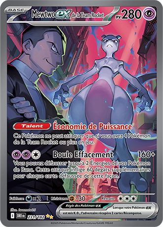 Carte Pokémon Mewtwo ex de la Team Rocket 231/182 – EV Rivalités Destinées