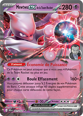 Carte Pokémon Mewtwo ex de la Team Rocket 081/182 – EV Rivalités Destinées