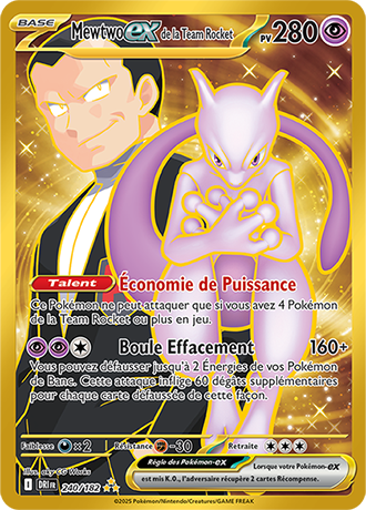 Carte Pokémon Mewtwo ex de la Team Rocket 240/182 – EV Rivalités Destinées